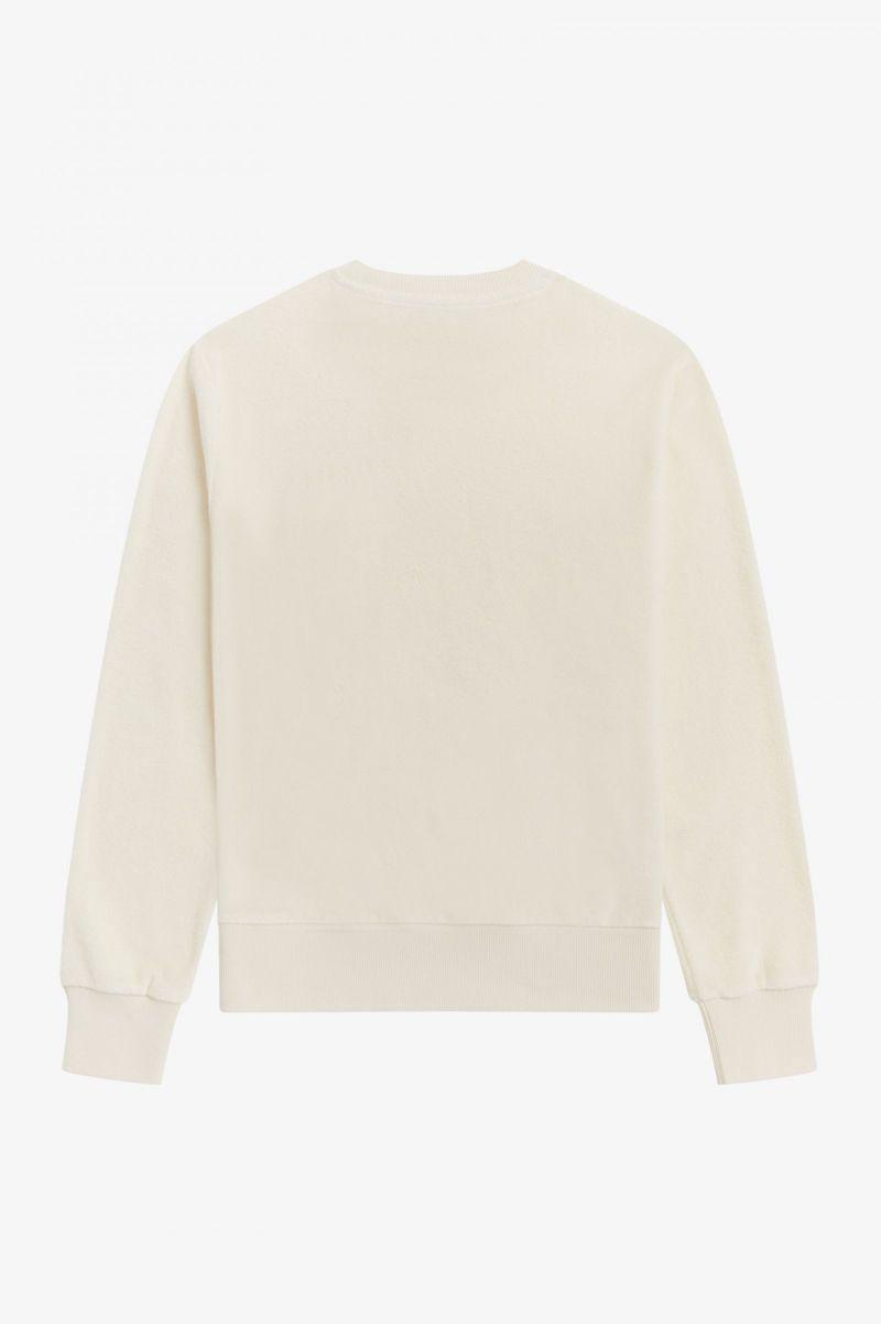 White Fred Perry Towelling Crew Neck Men's Sweatshirts | PH 1621UZGT